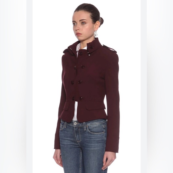 Karen Millen Military Style Blazer/Jacket Aubergine Crop size 6 - Picture 13 of 14